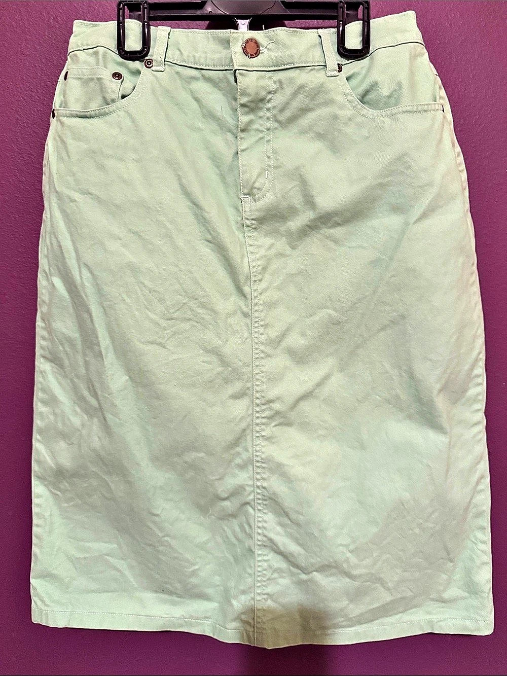 Vicki Blue Green Cotton Blend Pencil Skirt Size 8P